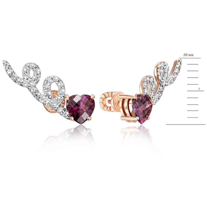 Золоті сережки «Серце» з фіанітами S. Артикул 22291/01/1/2988