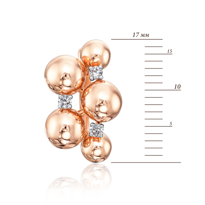 Золоті сережки «Кульки» з фіанітами. Артикул 22273/01/1/17