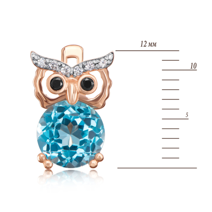 Золотые серьги «Сова» с топазом. Артикул 540065/01/1/6013