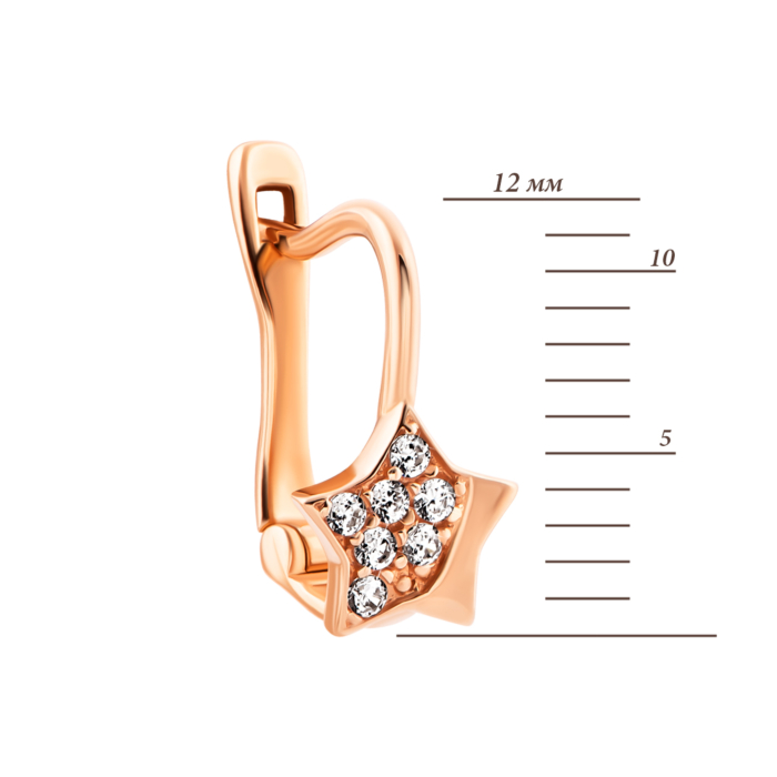 Золотые серьги Звёзды с фианитами.Артикул UG5с125