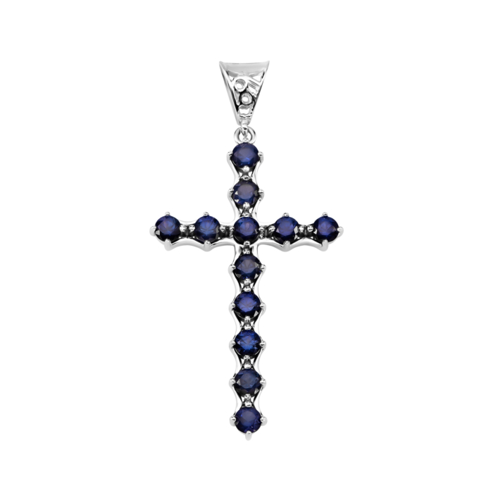 Золотий хрестик з сапфірами. Артикул UG53101032602 к сап