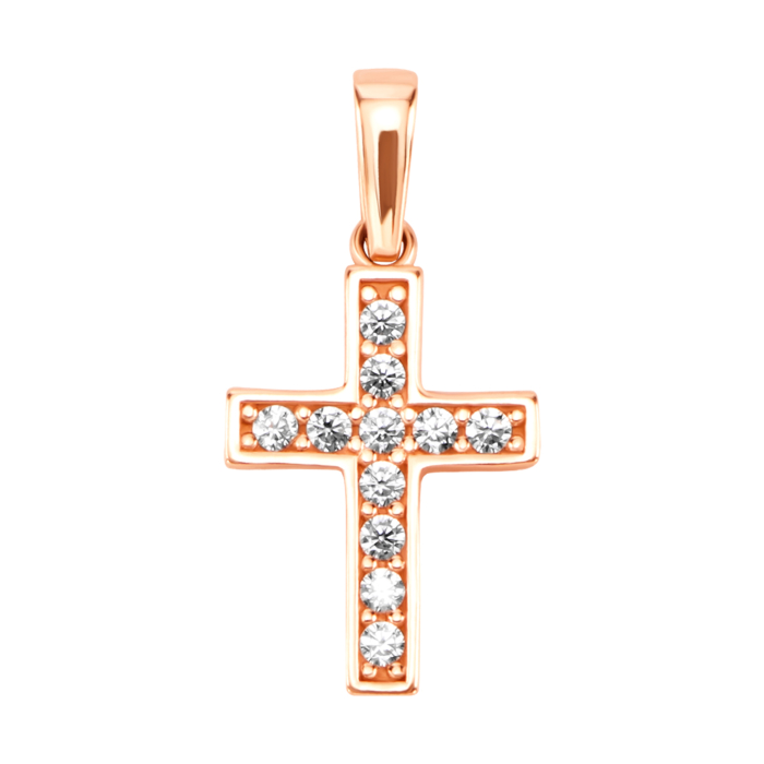 Золотий хрестик з фіанітами. Артикул UG53011013101