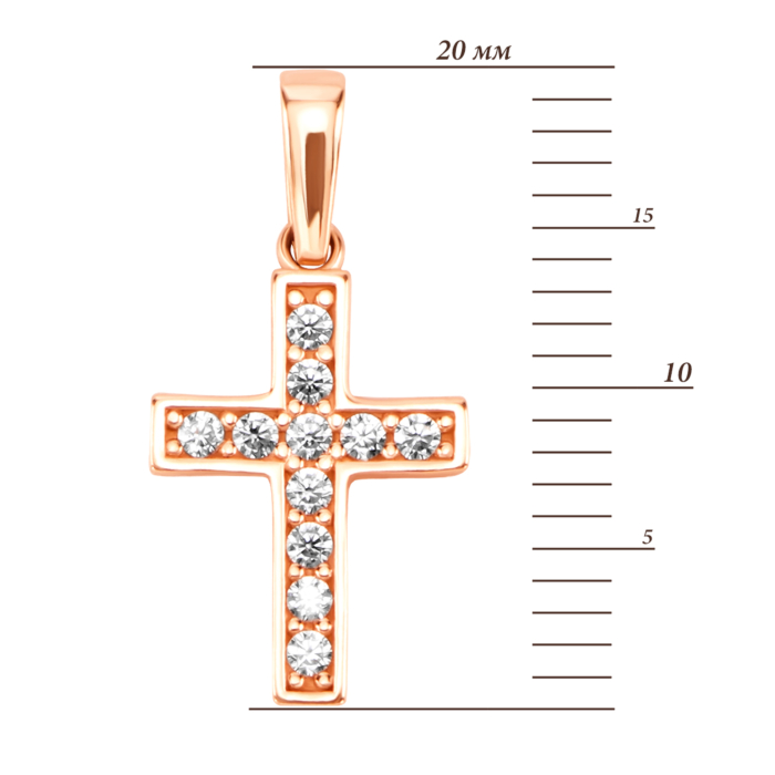 Золотий хрестик з фіанітами. Артикул UG53011013101