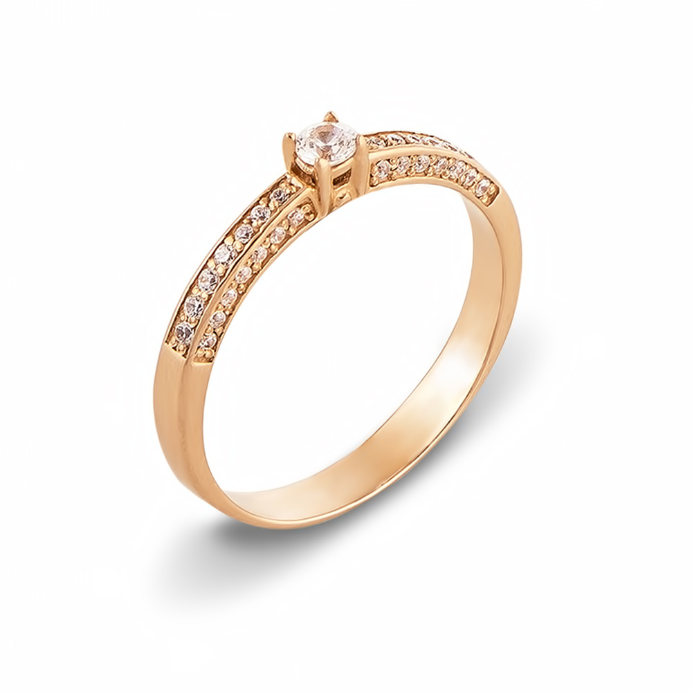 Золотое кольцо с фианитами. Артикул 12258