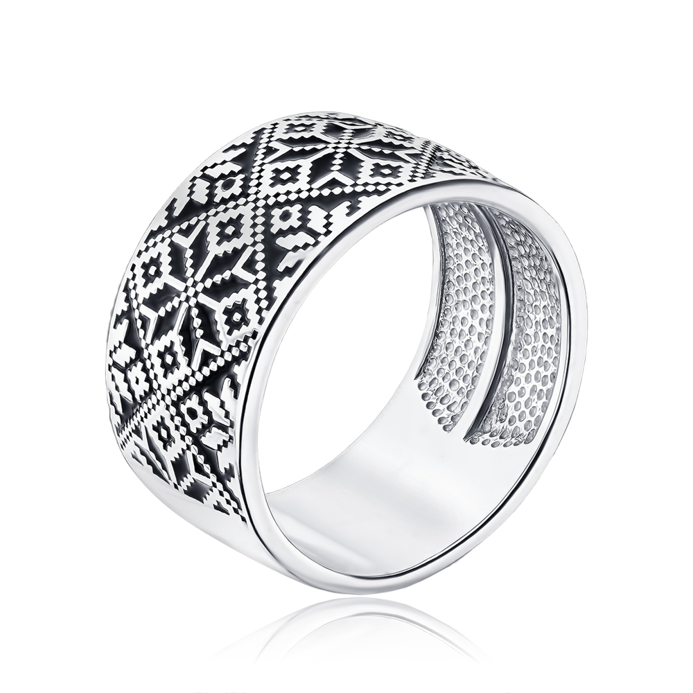 Срібна каблучка з чорною емаллю с00776/ч