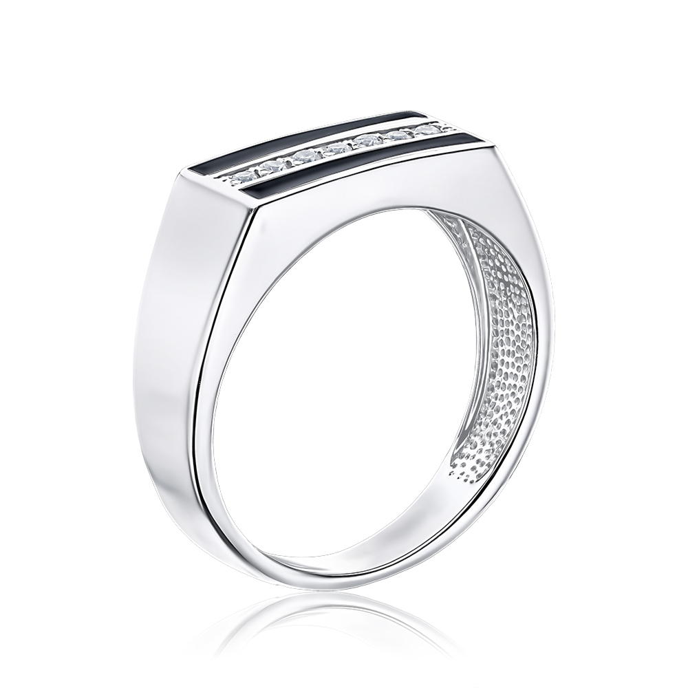 Срібна печатка з емаллю та фіанітами 00870/12/1/397