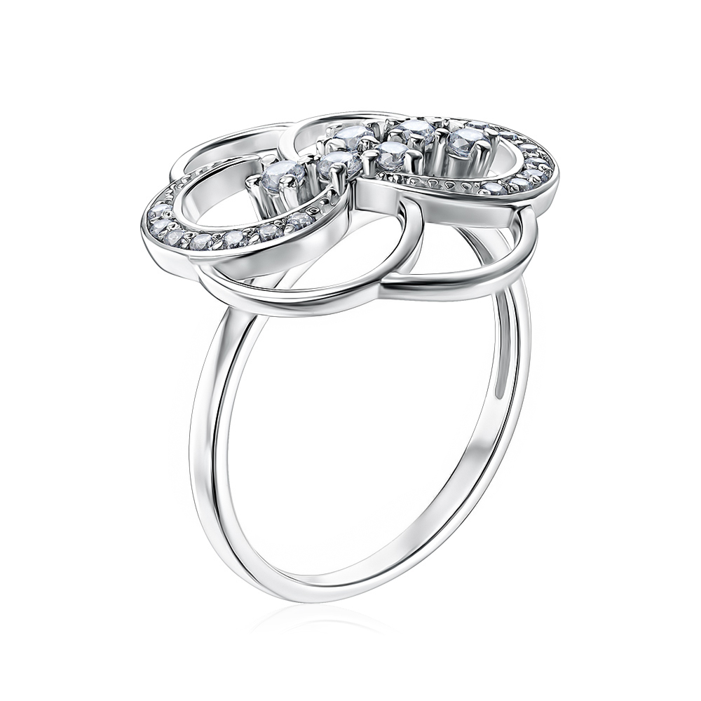 Срібна каблучка з фіанітами 00971/12/1/161