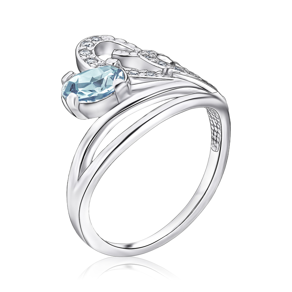 Срібна каблучка з топазом та фіанітами 00994/12/1/5938