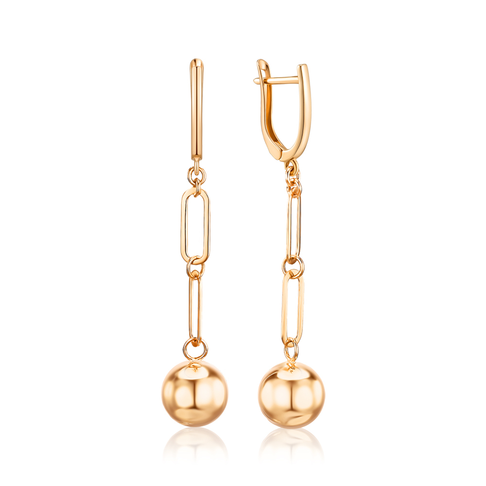 Золоті сережки-підвіски без вставки 02446/01/0