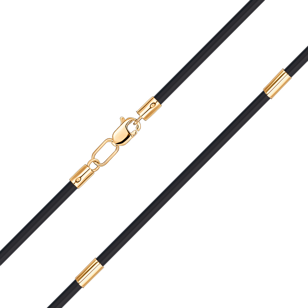 Шнурок ювелирный из красного золота с каучуком 06106-44/01/0