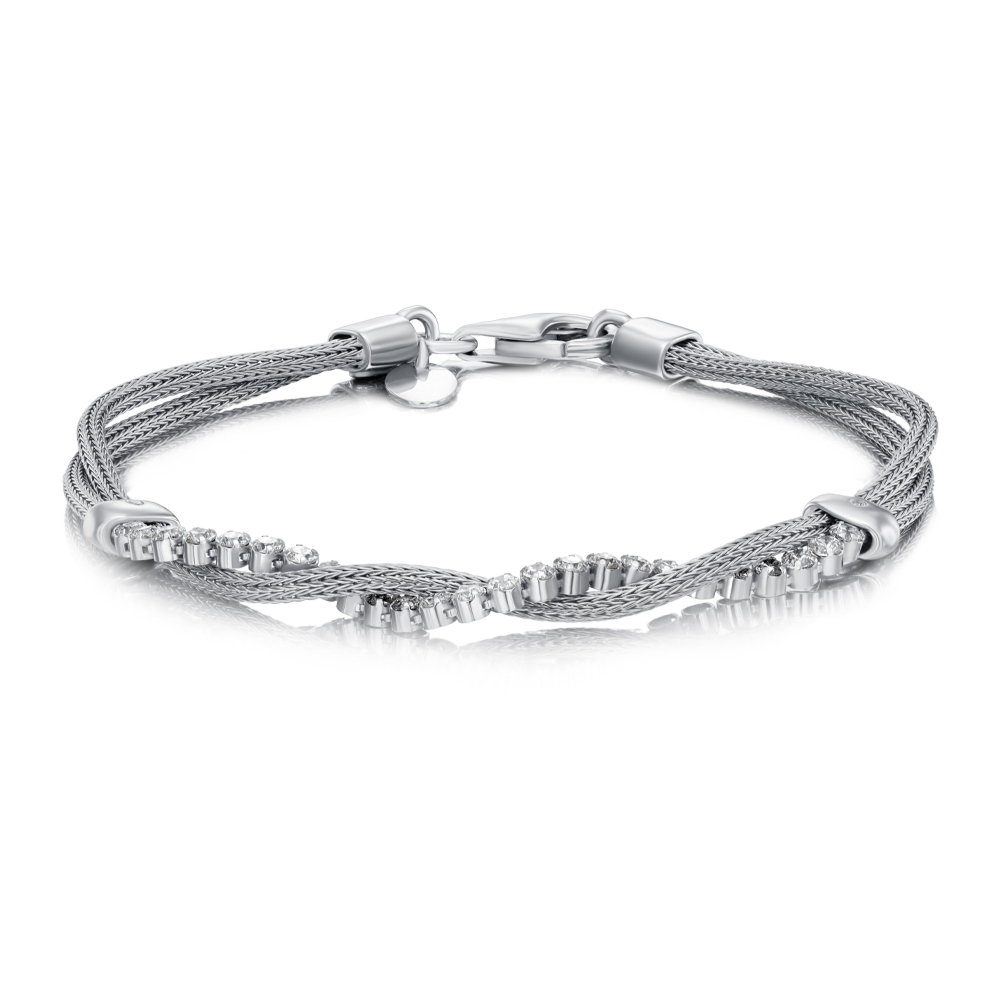 Серебряный браслет с фианитами. Артикул 0637FSET5261_BR-B/12/1