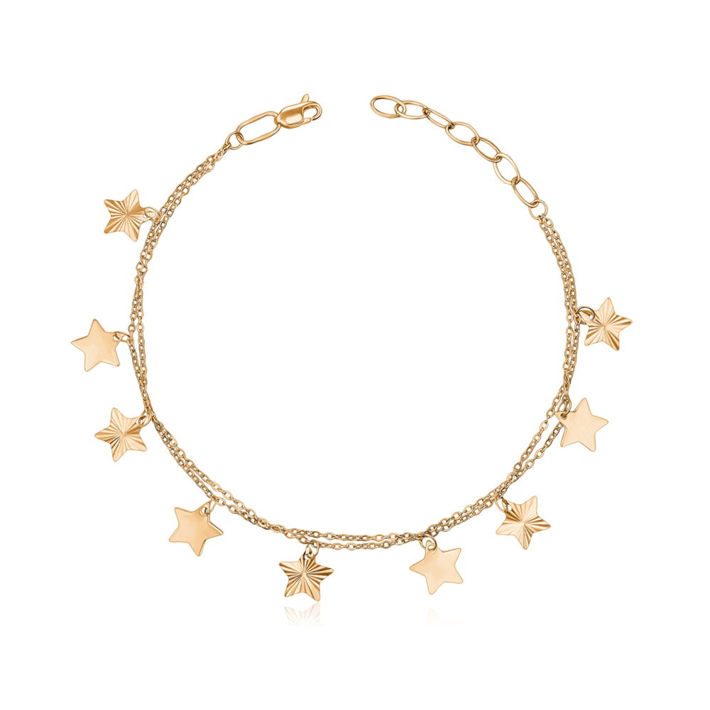 Золотой браслет с подвесками-звездочками без вставки 07234-1/01/2