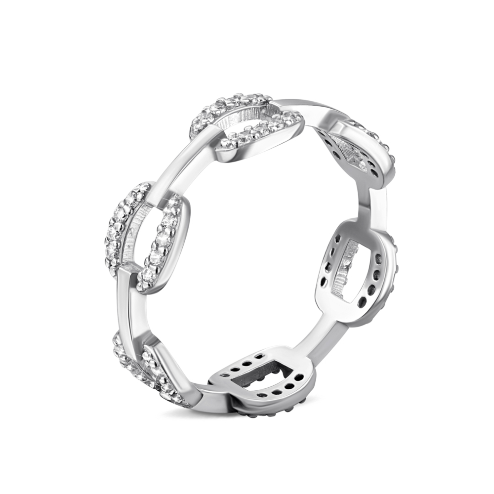 Серебряное кольцо с фианитами. Артикул UG51005К (б/з).Rh