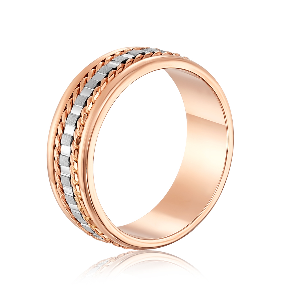 Обручальное кольцо комбинированное с алмазной гранью. Артикул 1040