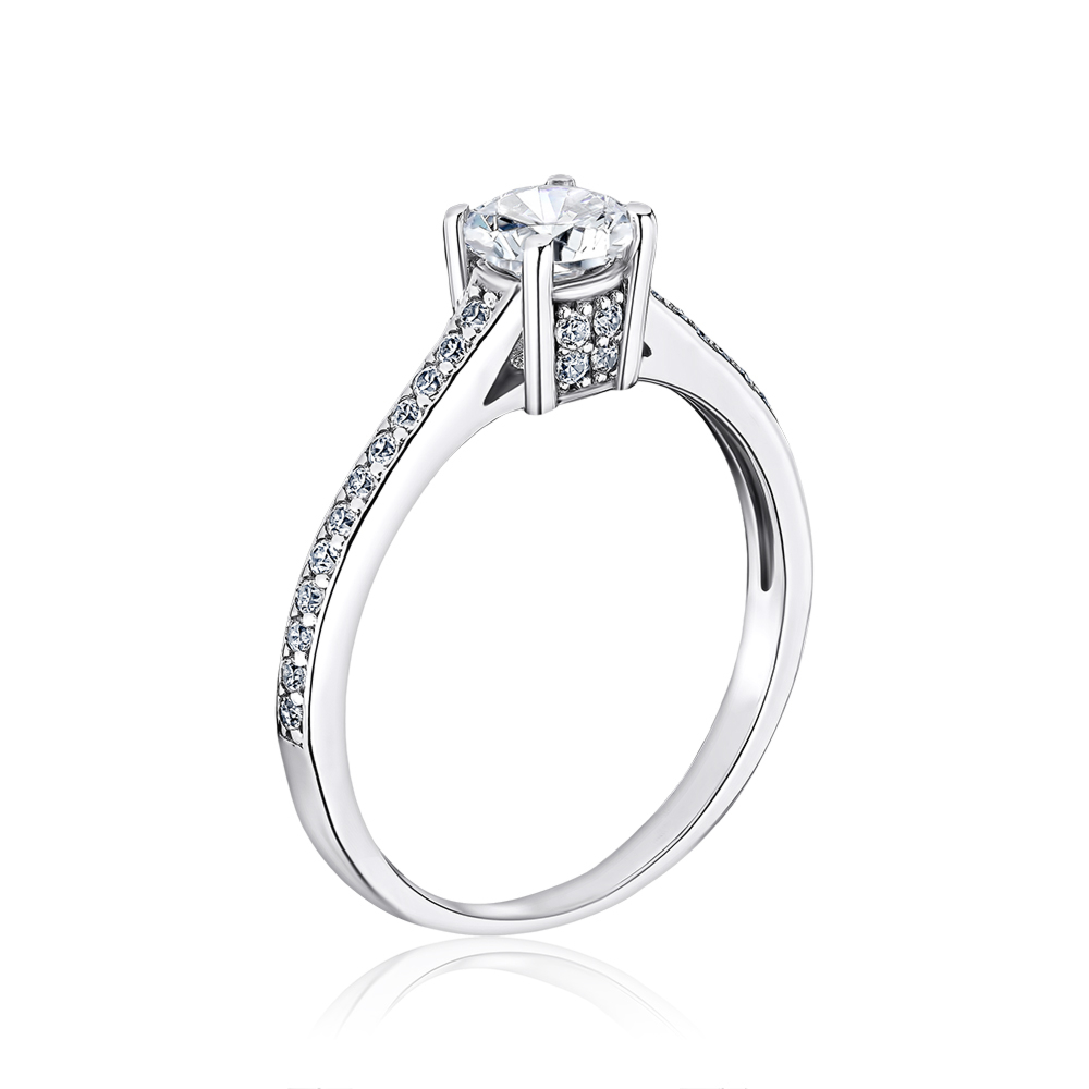 Кольцо из белого золота с фианитами 1108864102-R/02/1