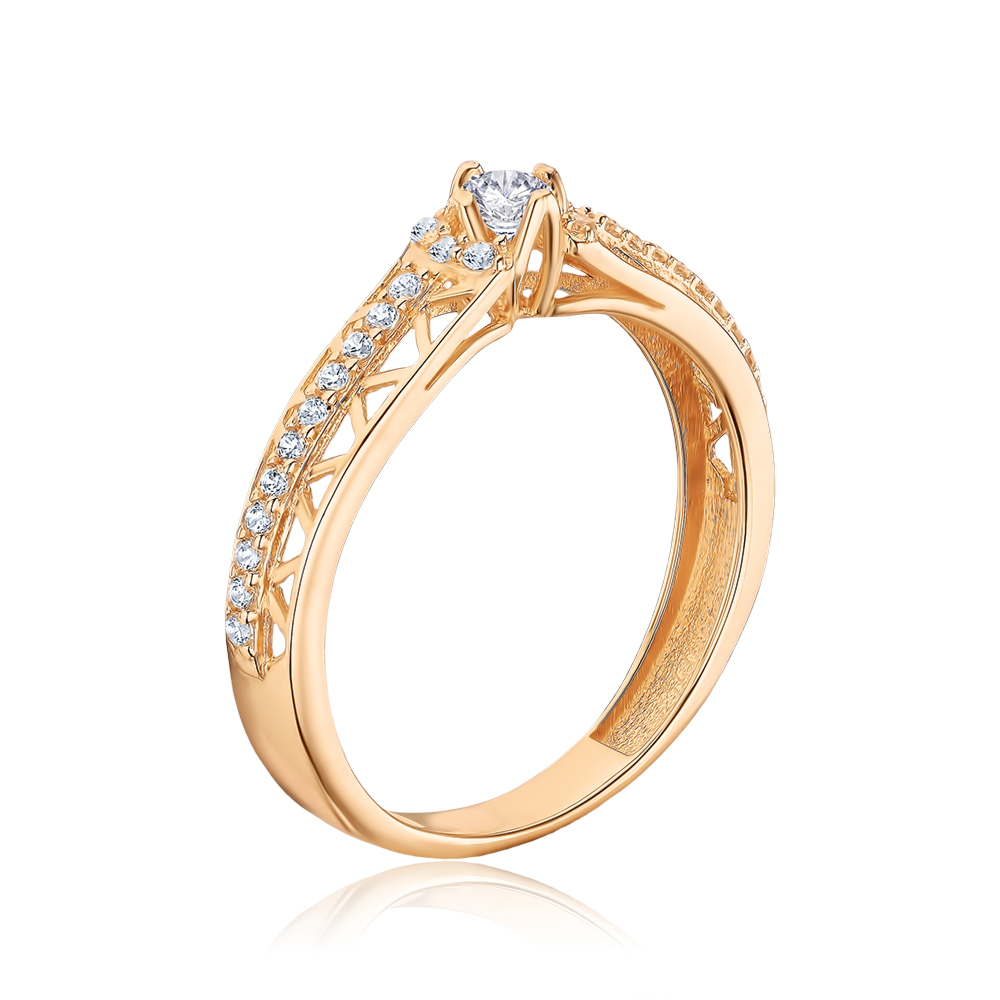 Золота каблучка з фіанітами 1192002101