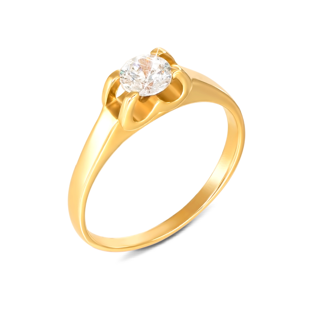 Золотое кольцо с фианитом. Артикул 12108/eu