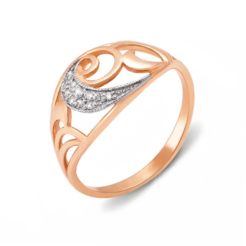 Золотое кольцо с фианитами. Артикул 12131 с