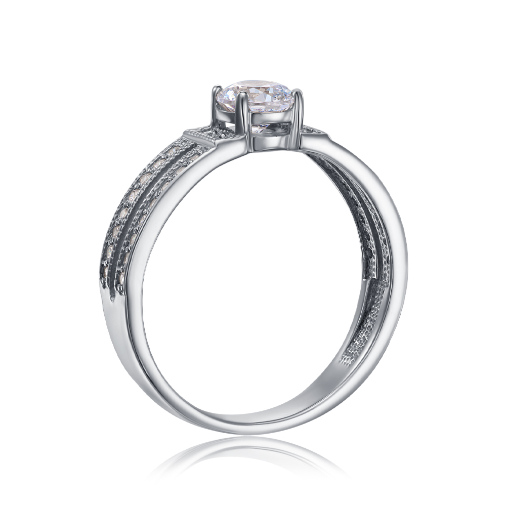 Золотое кольцо с фианитами S​ Zirconia. Артикул 12148/бSW