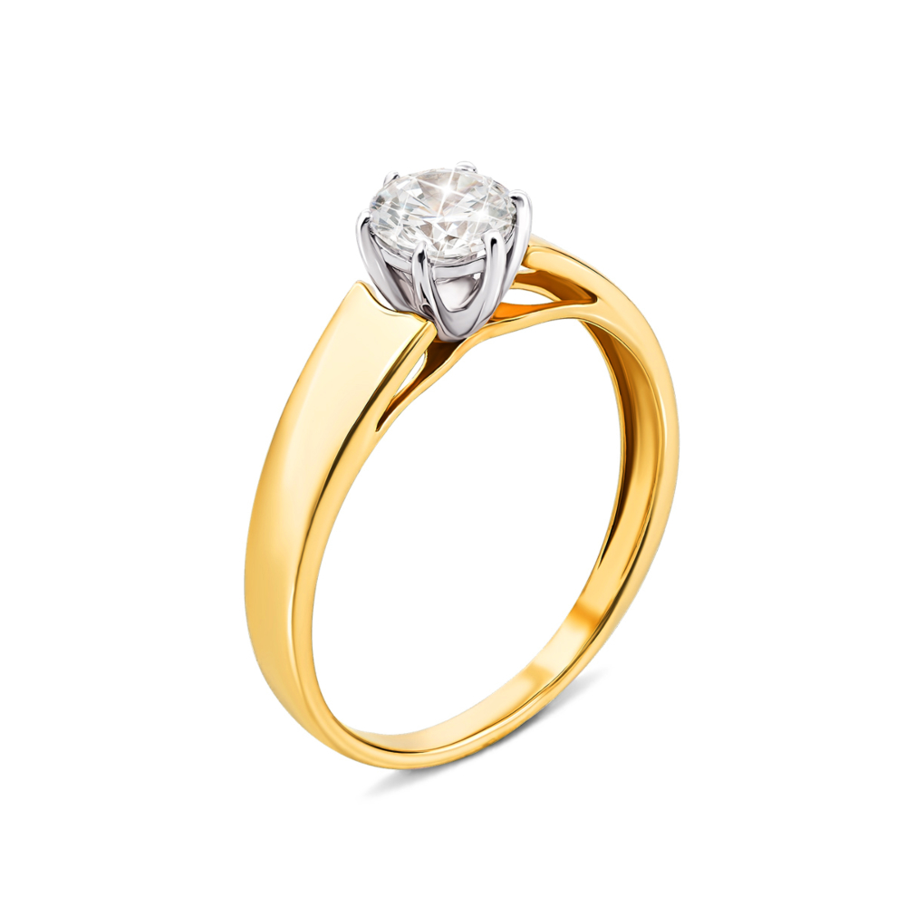Золотое кольцо с фианитом. Артикул 12156/eu