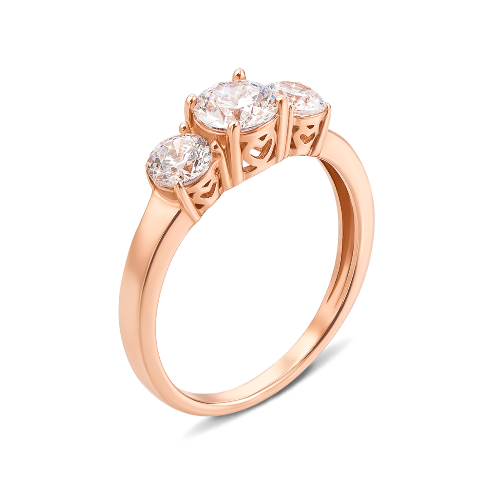 Золота каблучка з фіанітами S Zirconia. Артикул 12245/ SW