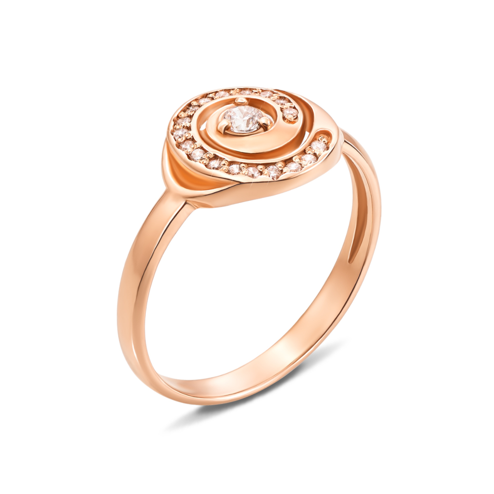 Золотое кольцо с фианитами. Артикул 12477 с