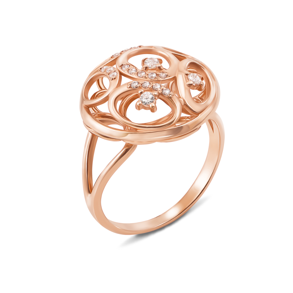 Золотое кольцо с фианитами. Артикул 12519 с