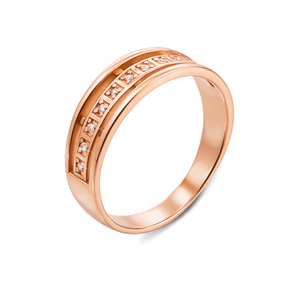 Золотое кольцо с фианитами. Артикул 12522 с