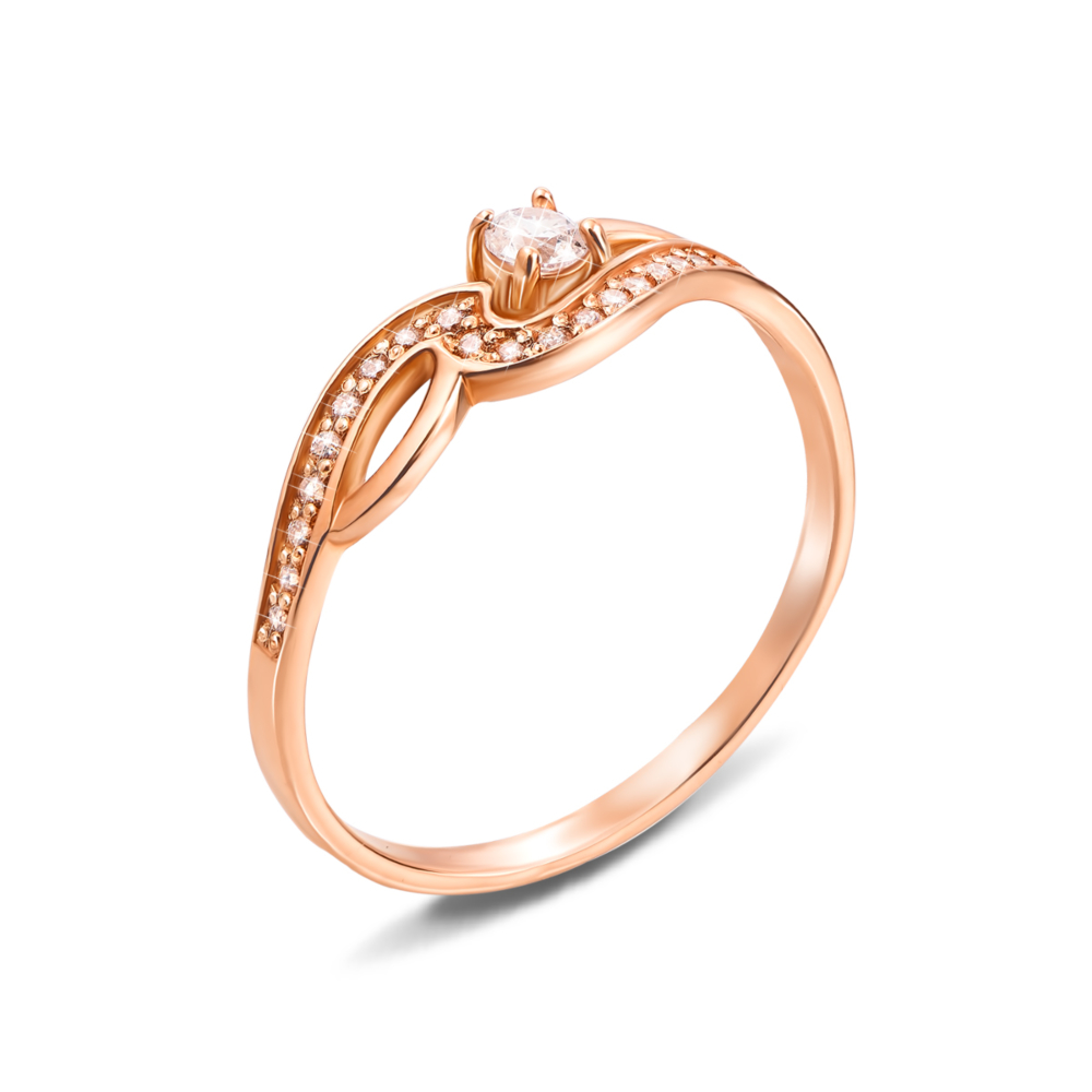 Золотое кольцо с фианитами. Артикул 12530