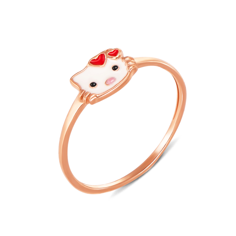 Золотое кольцо с эмалью "Нello Kitty"  Артикул 12531 сп
