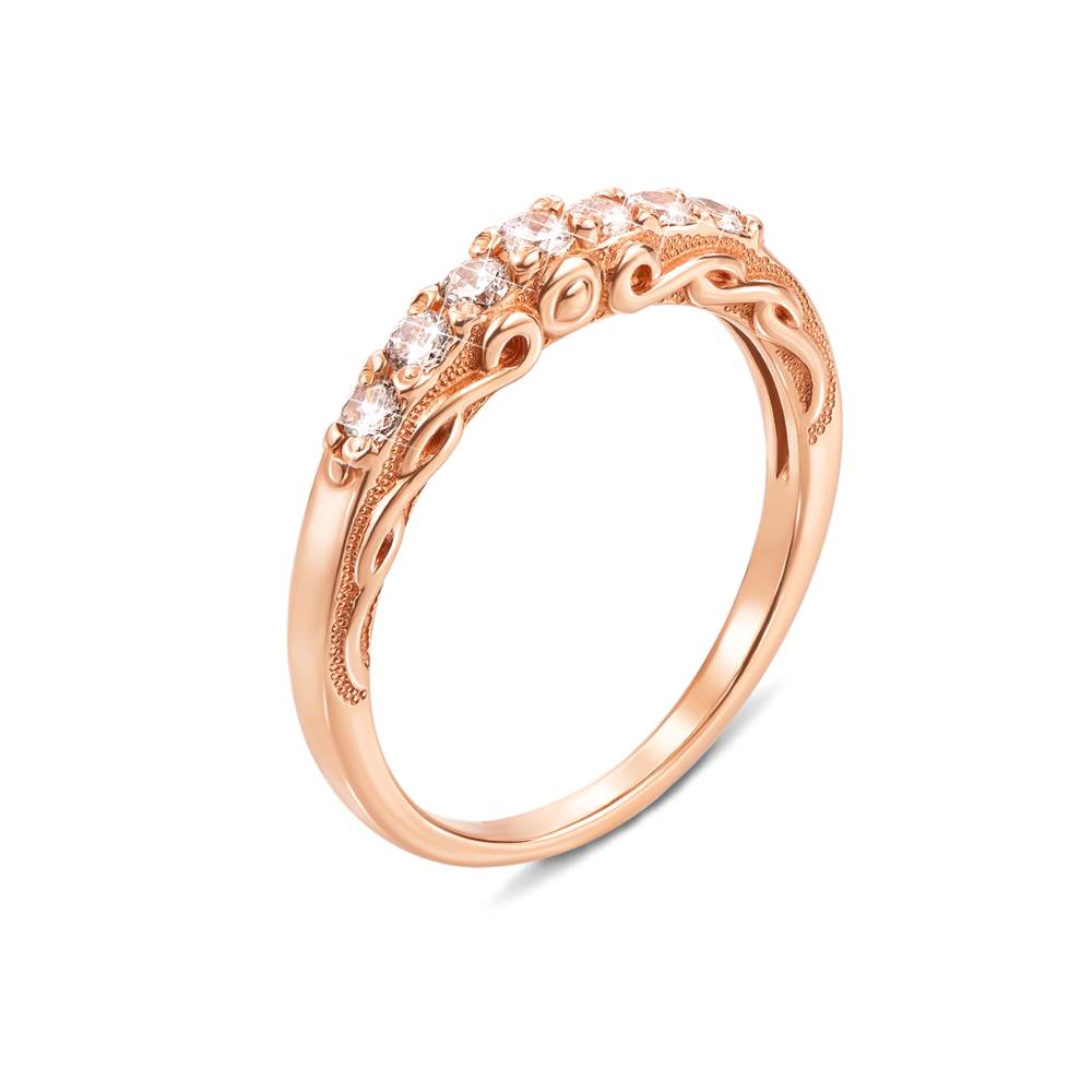 Золотое кольцо с фианитами. Артикул 12542 с