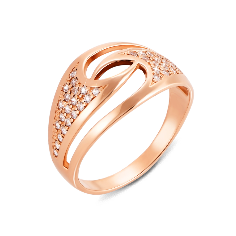 Золотое кольцо с фианитами. Артикул 12582
