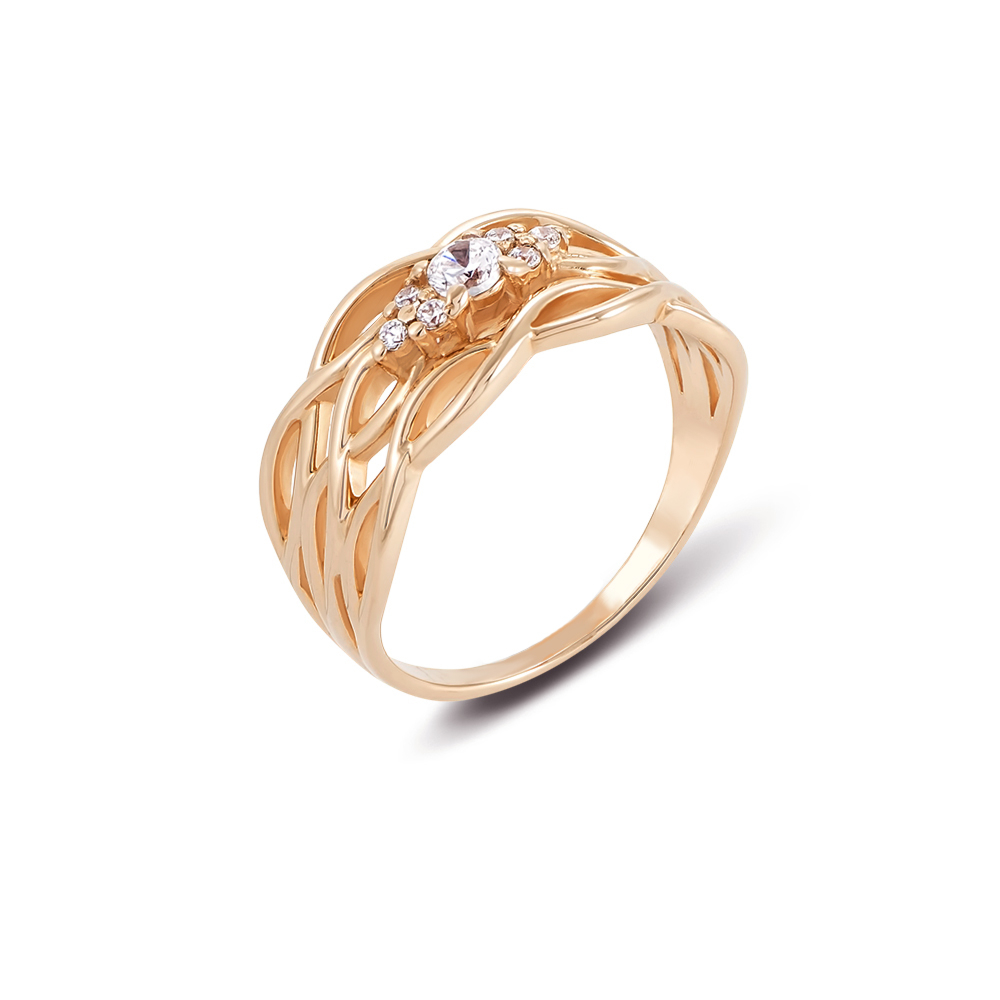 Золотое кольцо с фианитами. Артикул 12599