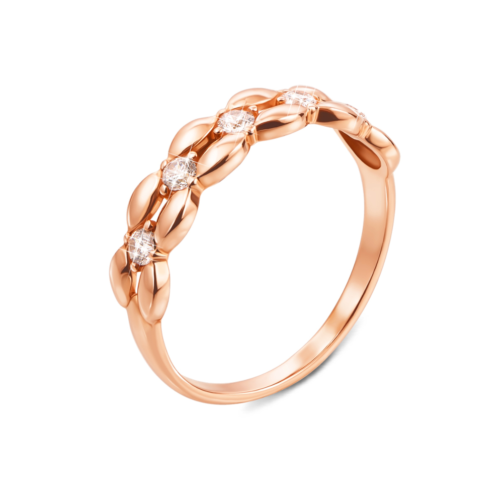 Золотое кольцо с фианитами. Артикул 12611 с