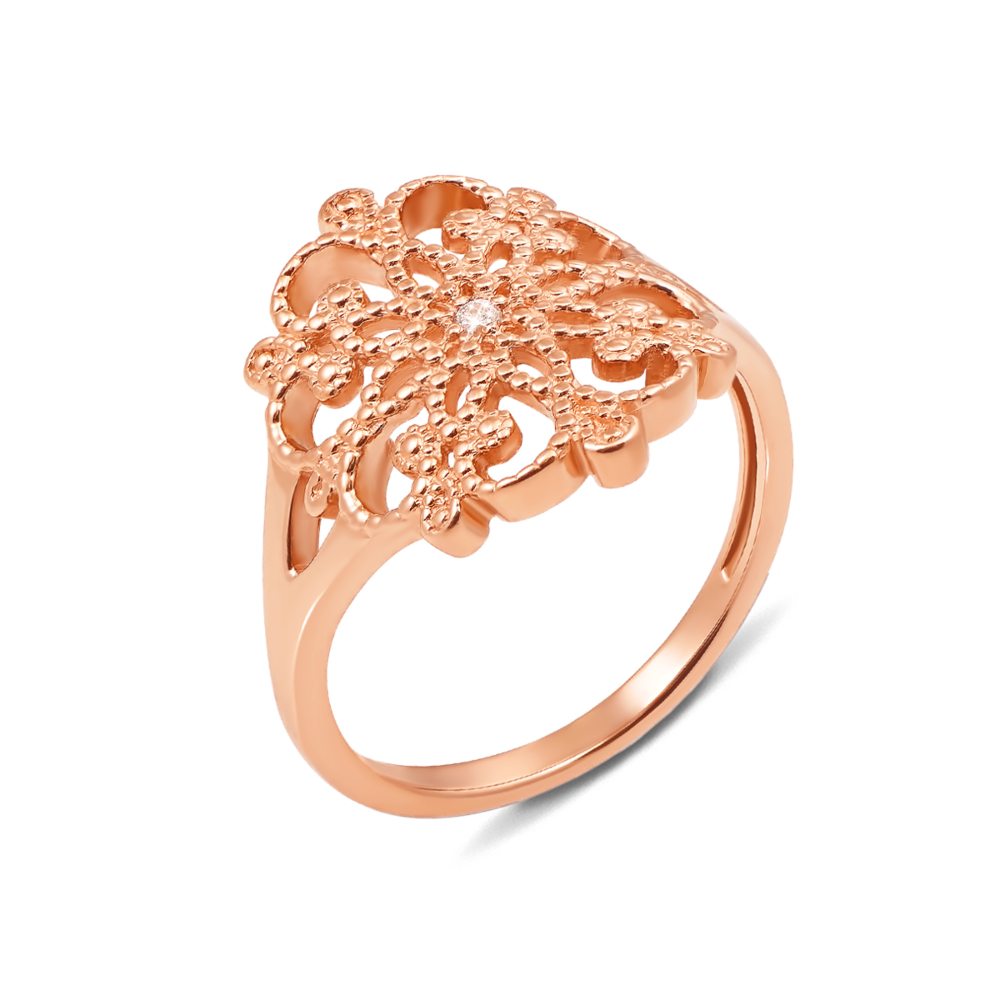 Золотое кольцо с фианитом. Артикул 12622 с