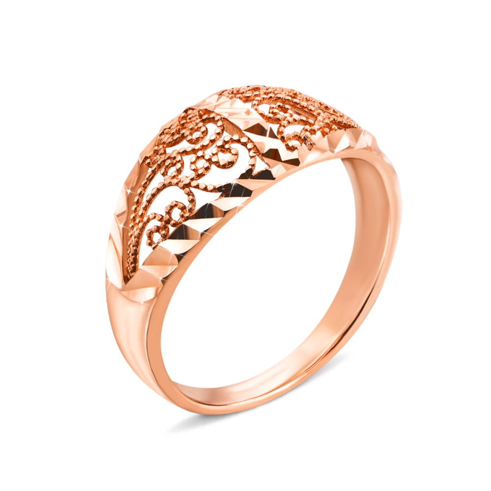 Золотое кольцо с алмазной гранью. Артикул 12812