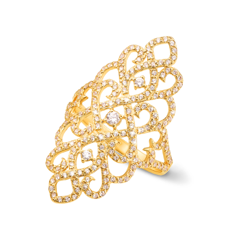 Фаланговое золотое кольцо с фианитами. Артикул 12886/eu