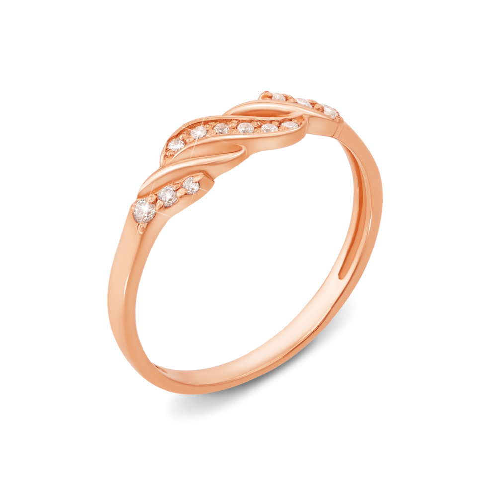 Золотое кольцо с фианитами. Артикул 12887