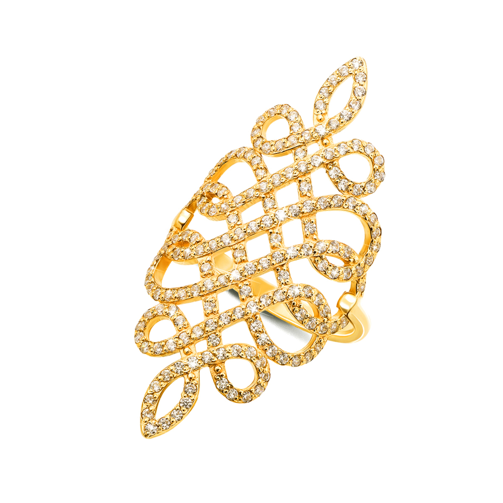 Фаланговое золотое кольцо с фианитами. Артикул 12893/eu