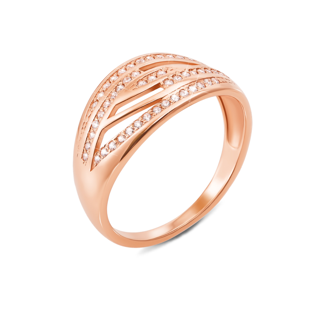 Золотое кольцо с фианитами. Артикул 12936