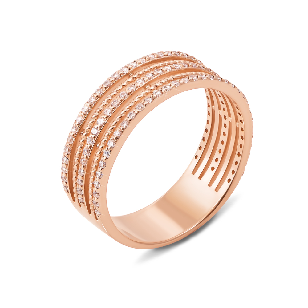 Золотое кольцо с фианитами. Артикул 13016 с