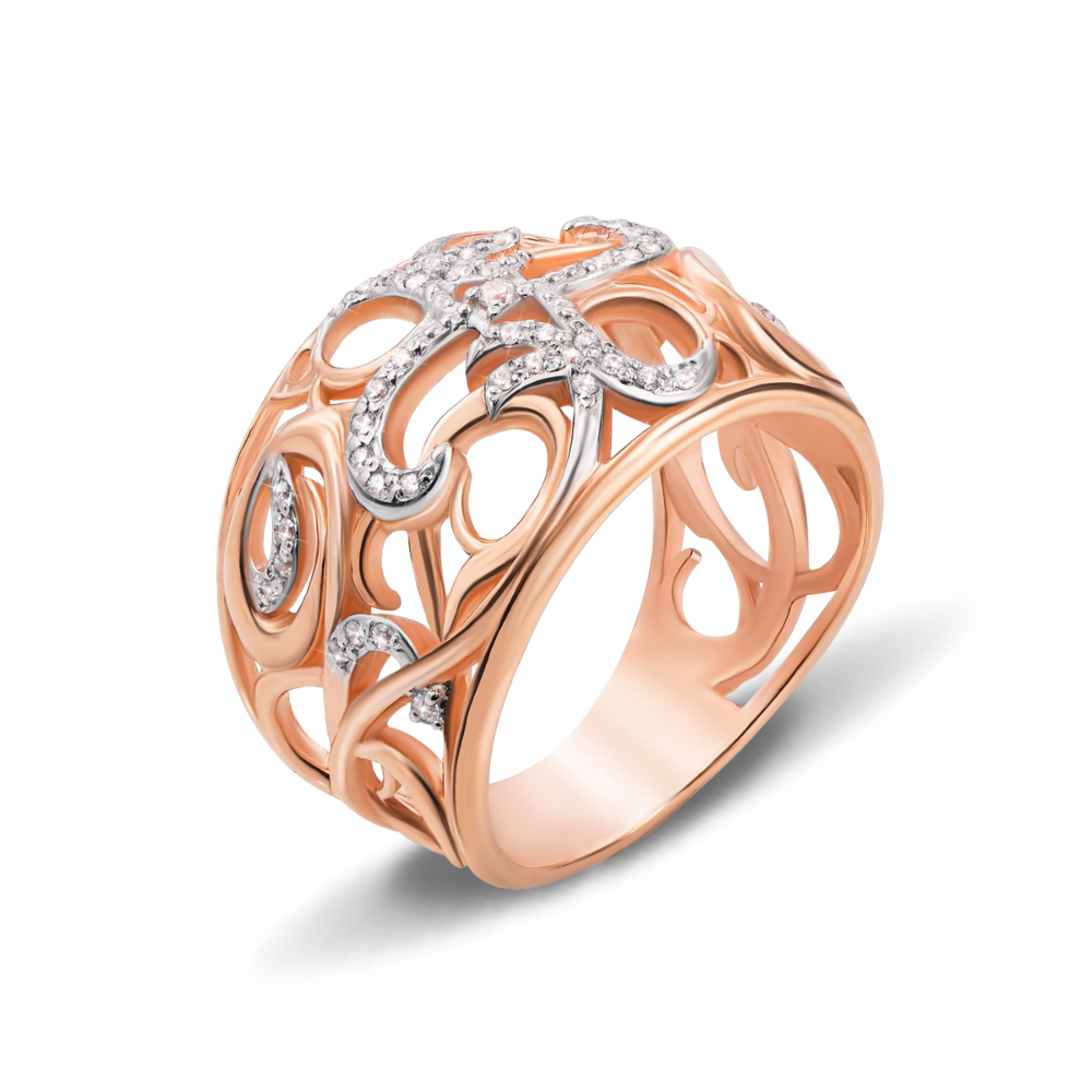 Золотое кольцо с фианитами. Артикул 13066