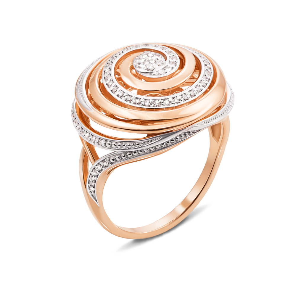 Золотое кольцо с фианитами. Артикул 13095 сп