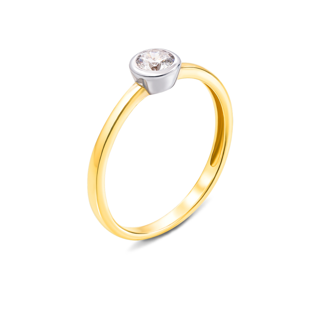 Золотое кольцо с фианитом. Артикул 13100/eu