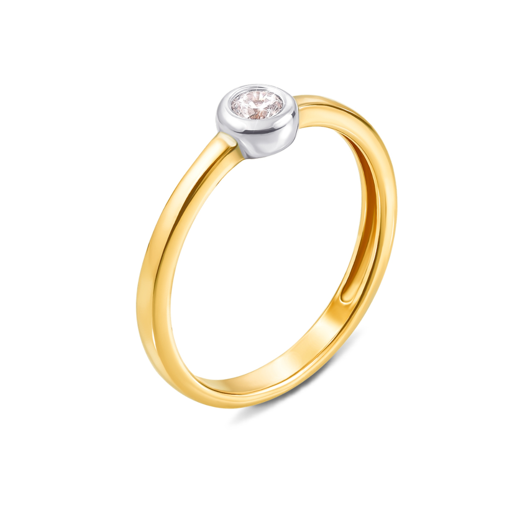 Золотое кольцо с фианитом. Артикул 13108/eu