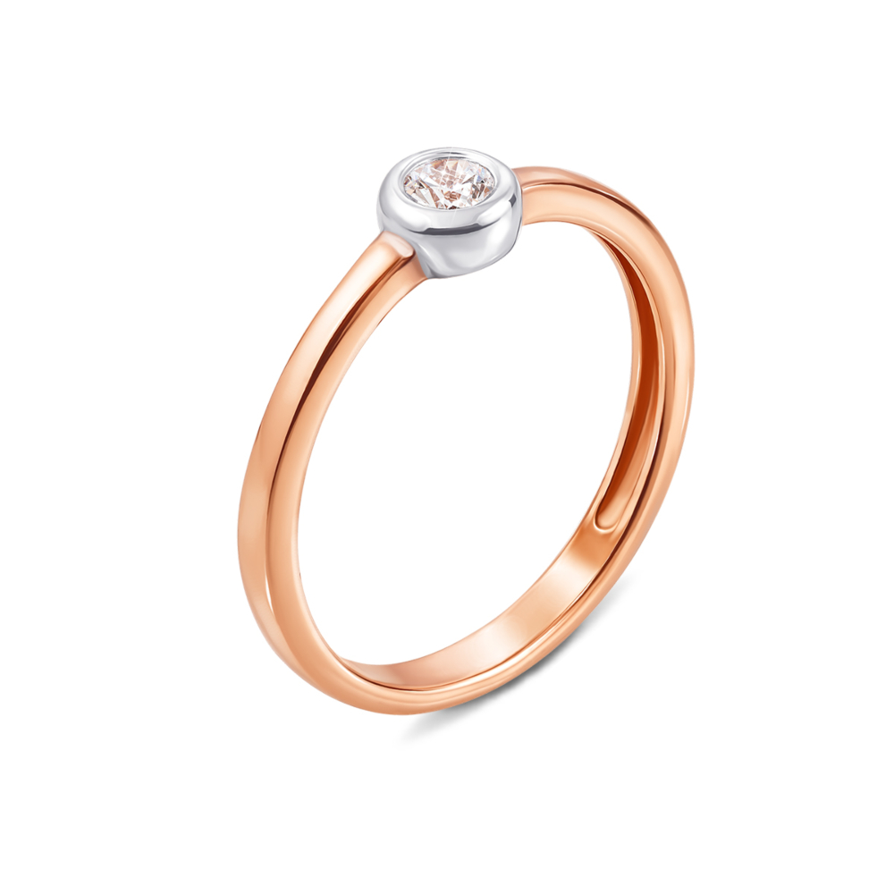 Золотое кольцо с фианитом S​ Zirconia. Артикул 13108/SW