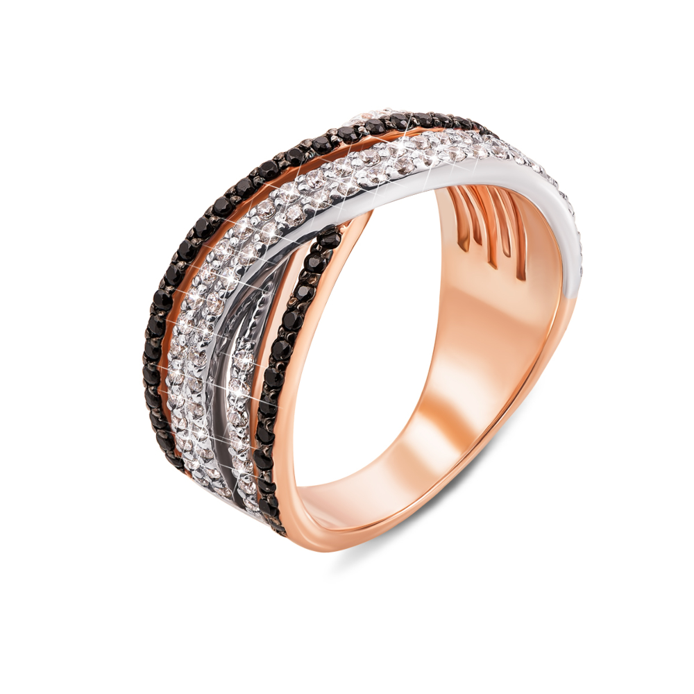 Золотое кольцо с фианитами. Артикул 13123/ч