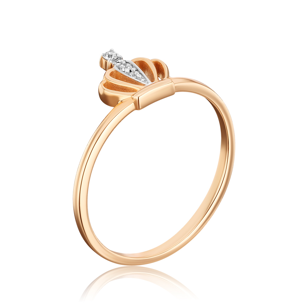 Золотое кольцо «Корона» с фианитами. Артикул 13197/01/1/75