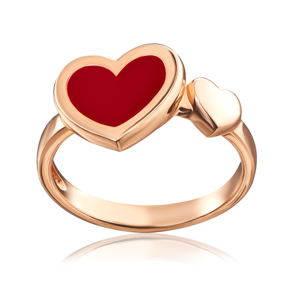 Золотое кольцо «Сердце» с эмалью. Артикул 13210/01/0/392