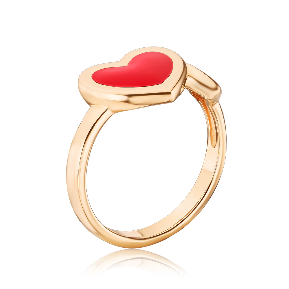 Золота каблучка «Серце» з емаллю. Артикул 13210/01/0/392